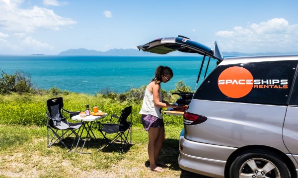 Campsite cooking sunny day