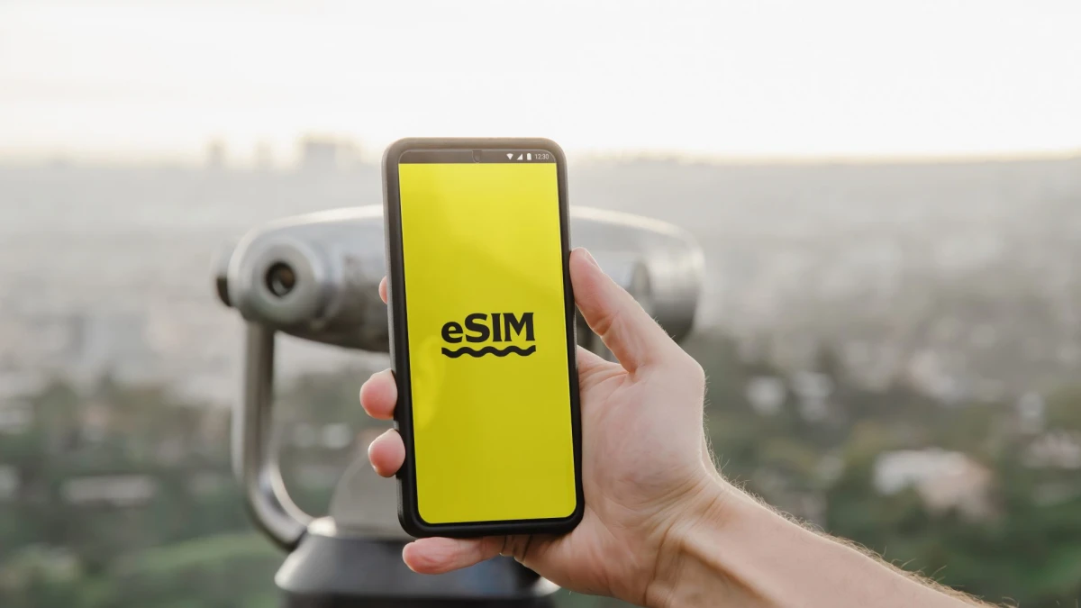 eSIM for travellers being activated on smartphone - scenic view