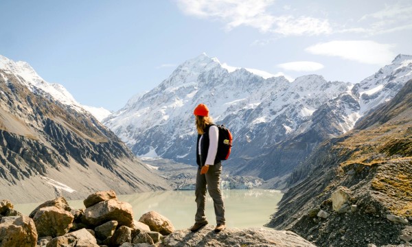 Space Traveller hiking top of the world