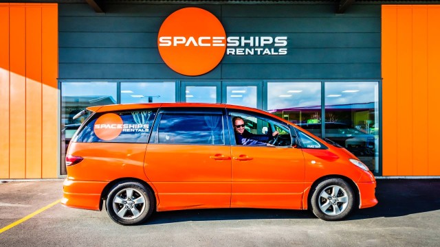 Spaceships campervan at depot