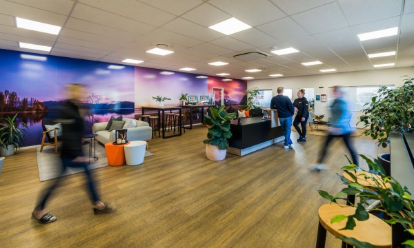 Spaceships crew and customers at depot