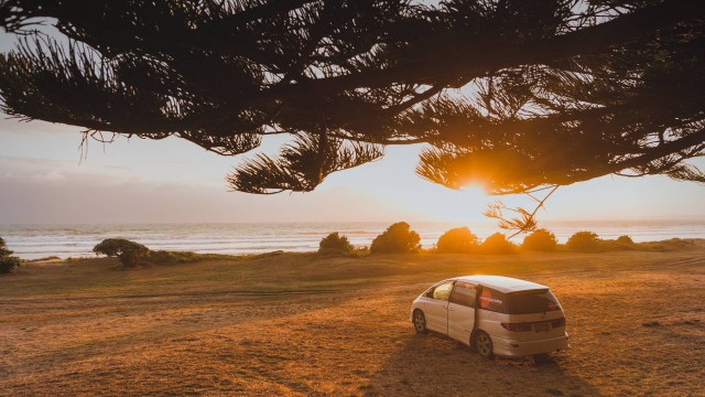 Sunset at campsite North Island