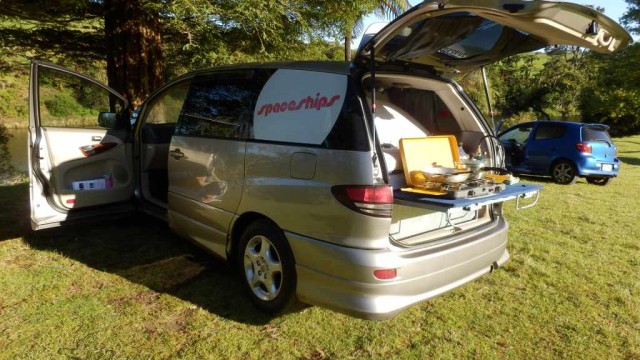 Beta 2S cooking at campsite