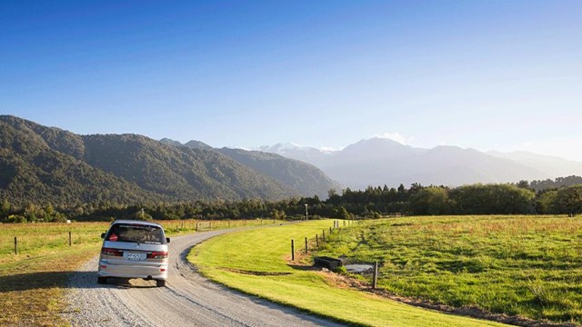 Campervan on gravel road