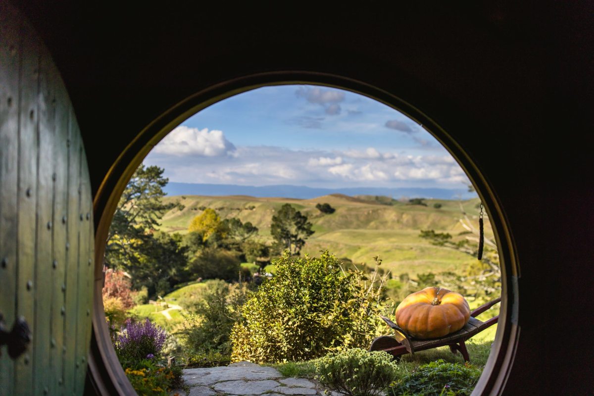 View from Hobbit hole - Hobbiton Movie Set Tours, Waikato