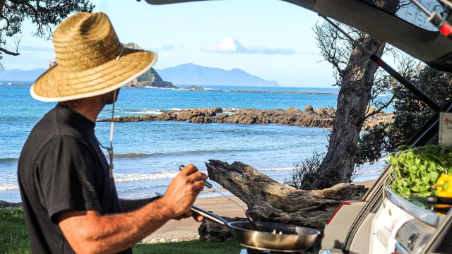 Quesdilla cooking with view