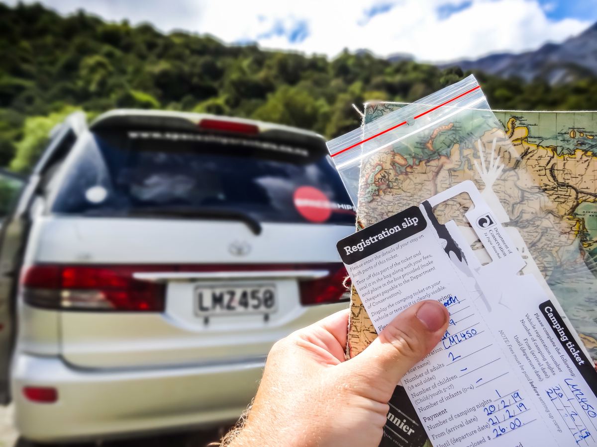 Registration at DOC campsite