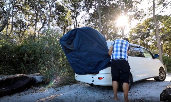 Setting up rear awning